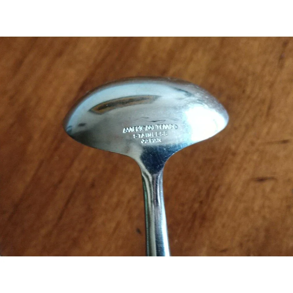 American Tempo MCM Flatware Stainless Spoon Ladle Japan Faux Wood Handle Serving